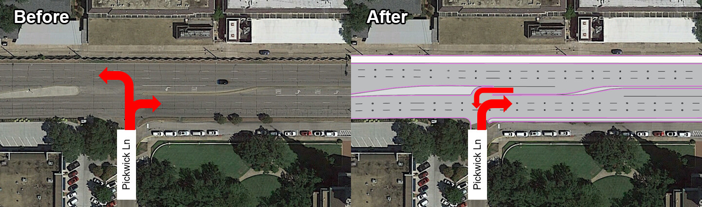 Hooded left-turn diagram